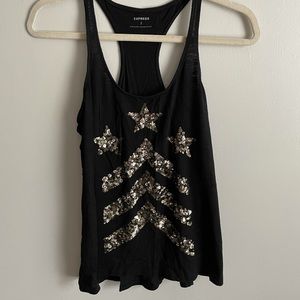 Black army design sequin racerback tank top